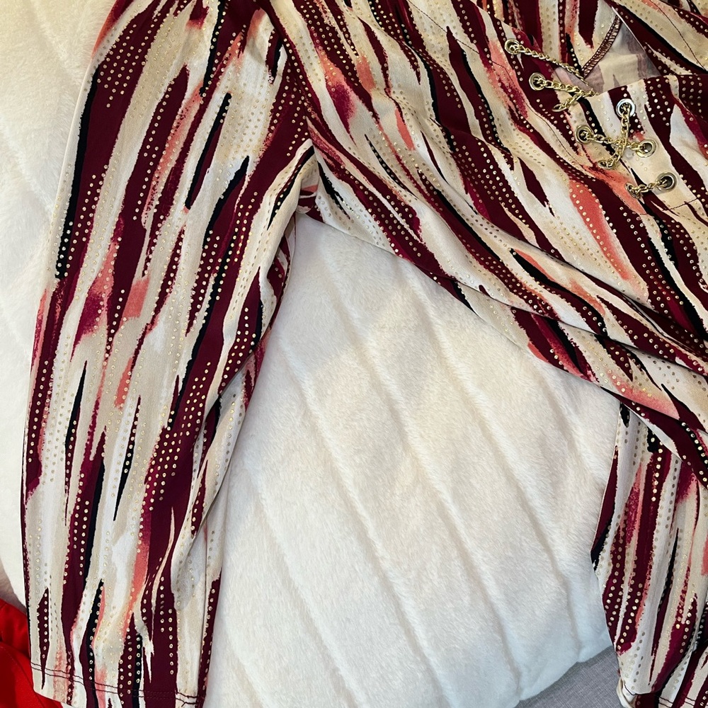 Jm Collection Size Small Tunic Top With Gold Tass… - image 6